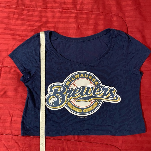 Milwaukee Brewers retired Logo Burn Out Crop Top - Picture 7 of 8